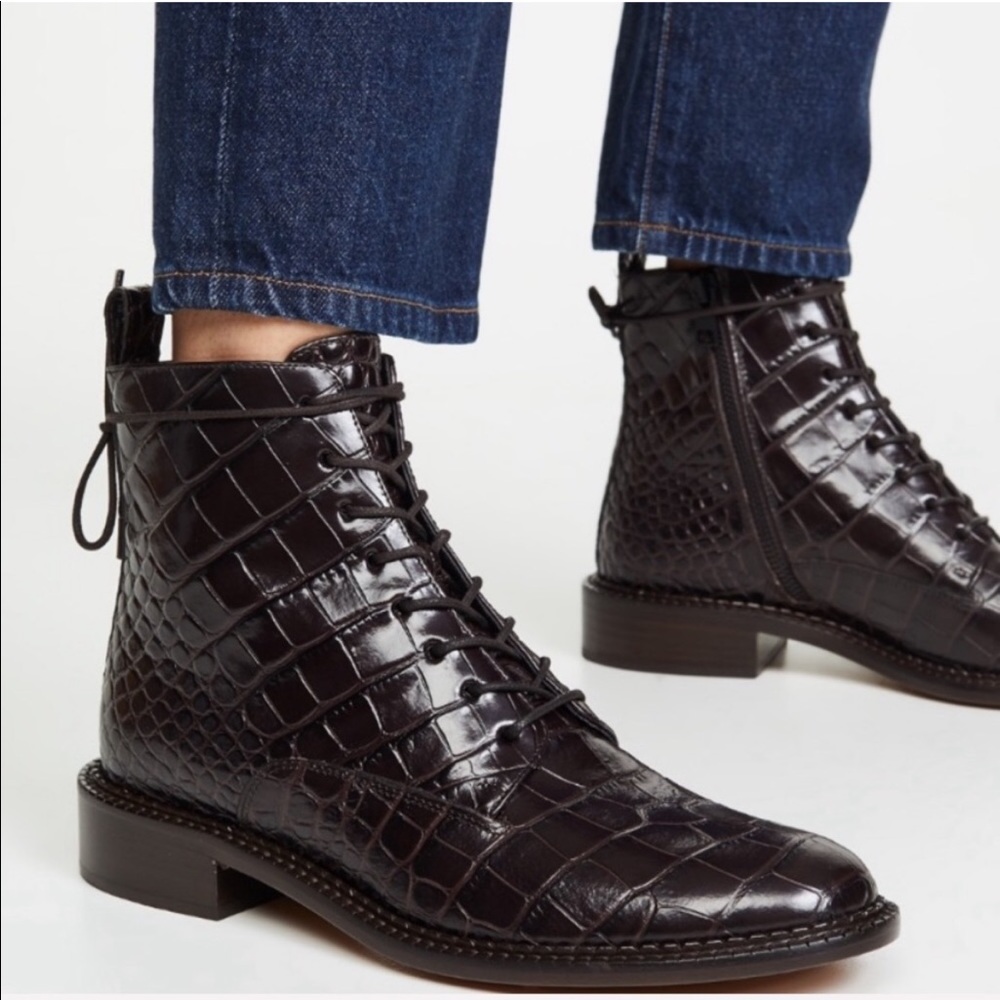 Vince Cabria boots Croc embossed leather Black 39.5
